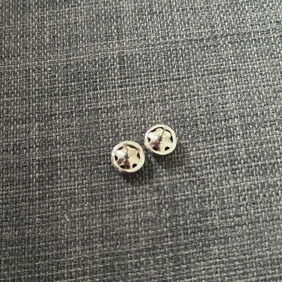 Vintage Round Silver Post Earrings Retro Minimalist Geometric Stud Jewelry 925 - Picture 4 of 4